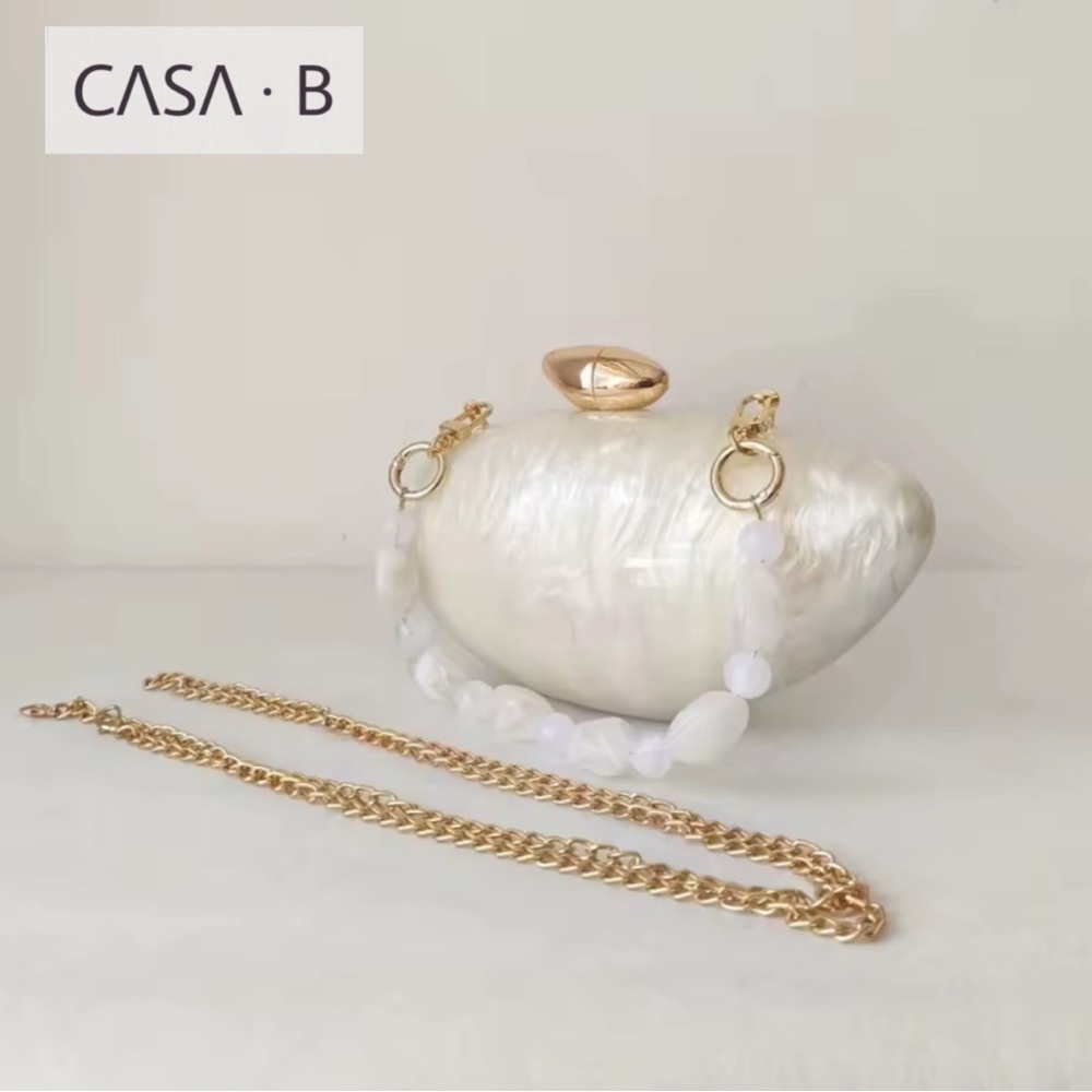 NEW💫 CASA B| The MARINE Oval Clutch | Sculptural Resin Pearl Finish Evening Bag